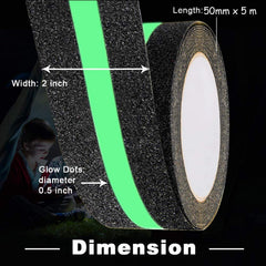 Anti Slip Glow Tape,(5M x 50MM) Luminous Anti Skid Fall Resistant Tape, Self Adhesive, Foot Grip Tape, Glow in The Dark Tape, For Slippery and Surfaces(Pack Of 1).