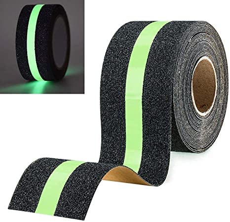 Anti Slip Glow Tape,(5M x 50MM) Luminous Anti Skid Fall Resistant Tape, Self Adhesive, Foot Grip Tape, Glow in The Dark Tape, For Slippery and Surfaces(Pack Of 1).