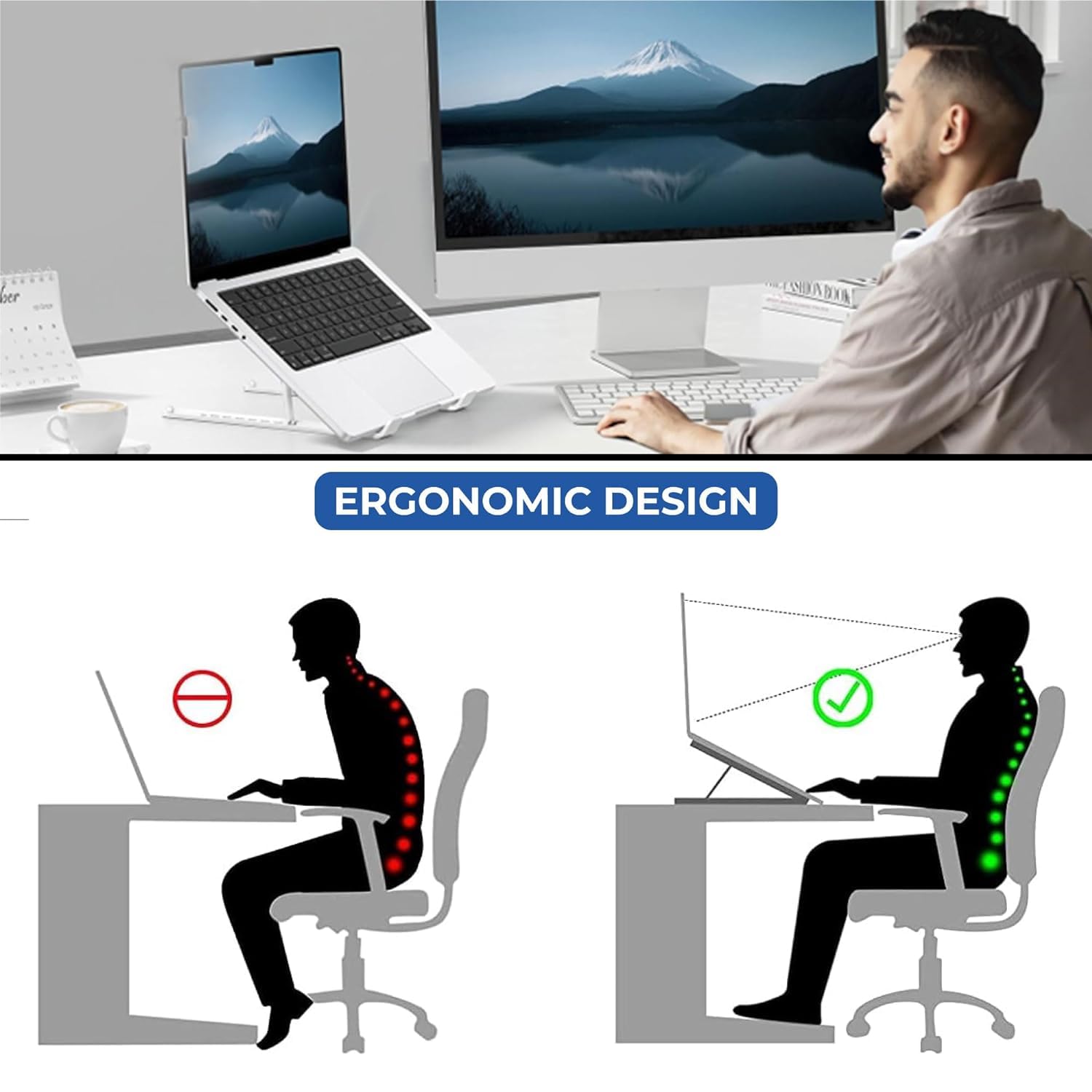 ErgoLift Pro™ Foldable Adjustable Laptop & Tablet Stand – Universal Fit