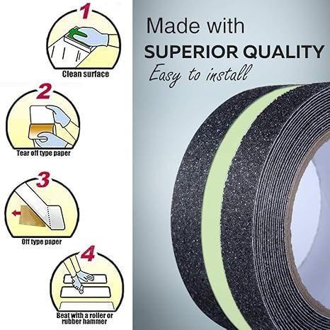 Anti Slip Glow Tape,(5M x 50MM) Luminous Anti Skid Fall Resistant Tape, Self Adhesive, Foot Grip Tape, Glow in The Dark Tape, For Slippery and Surfaces(Pack Of 1).